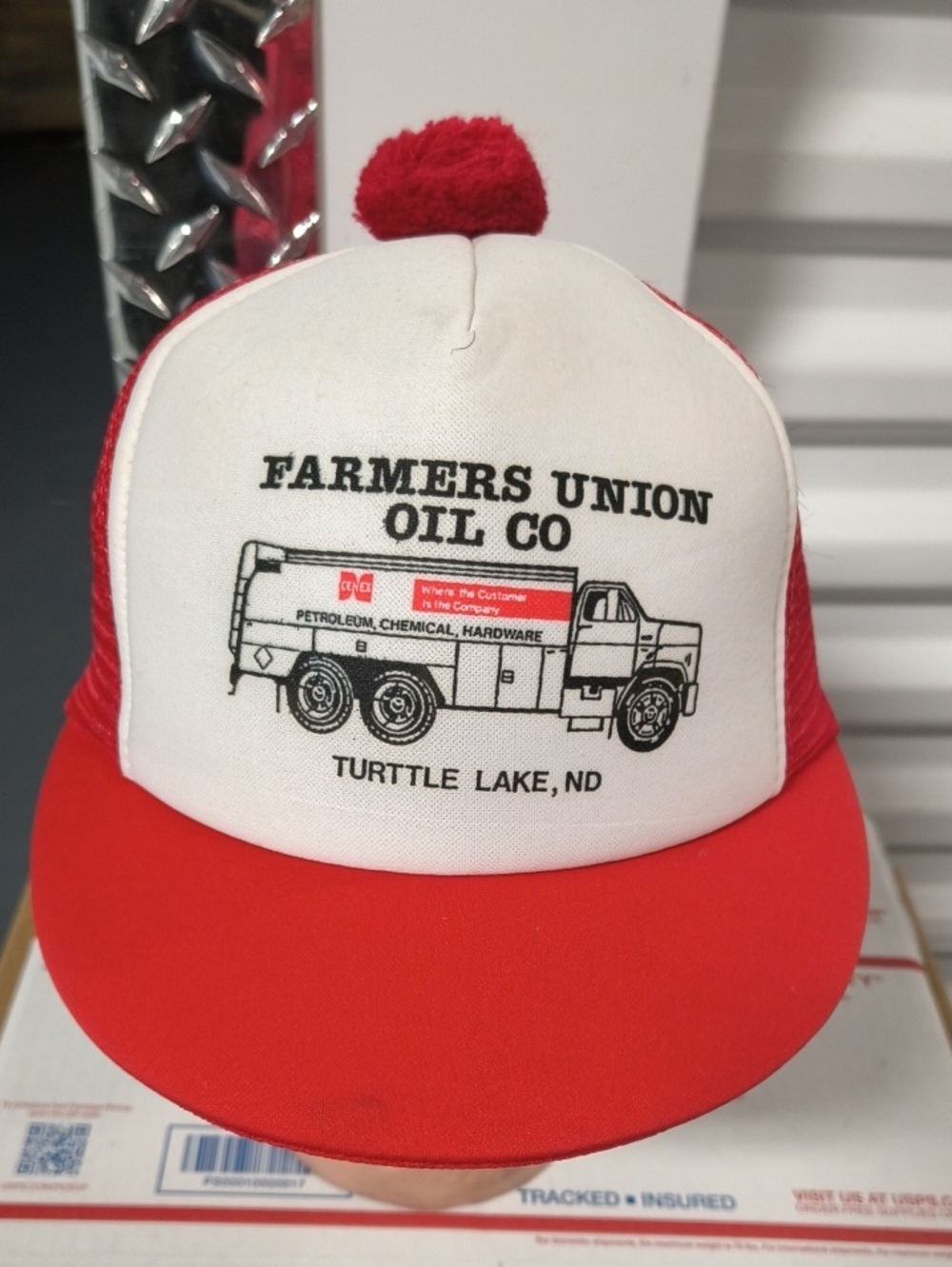 Vintage Farmers Union Oil North Dakota Trucker Mesh Snapback Ladies Hat Cap